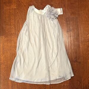 Sophia Young Gray Crinkle Chiffon Dress with Floral Accent, Size 10, NWT